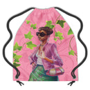 Pink and Green Drawsting Backpack