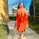 Dashiki Umbrella Dress (Orange Flower Pattern)