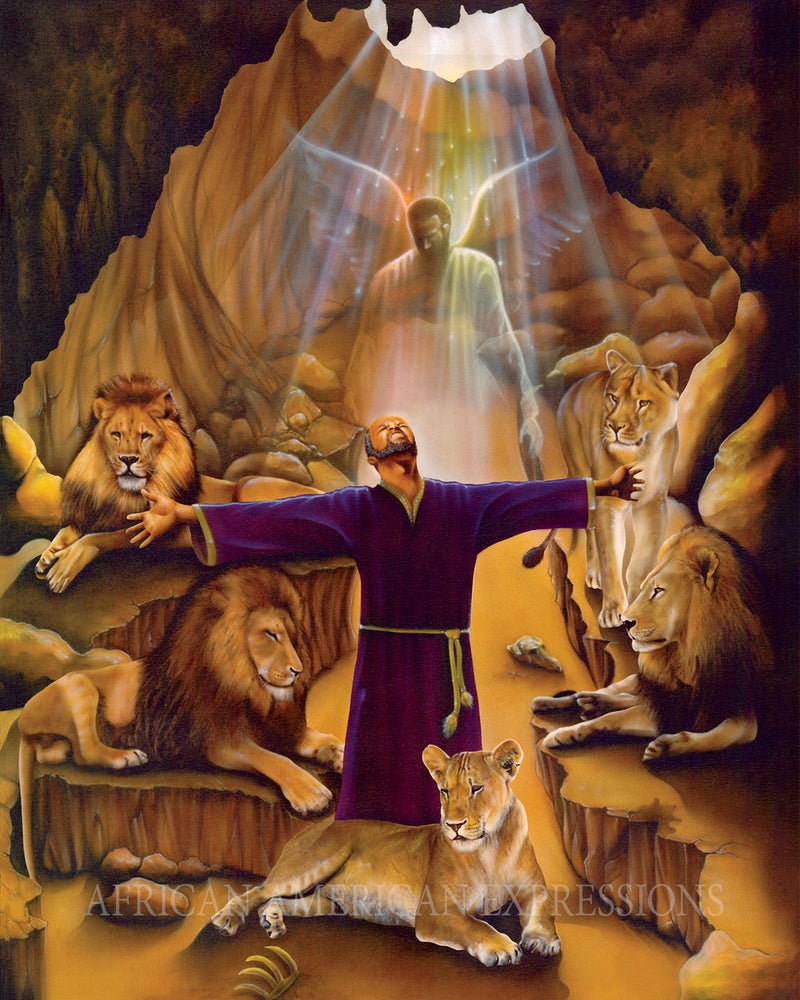 Daniel in the Lion's Den Stretched Canvas (Medium)